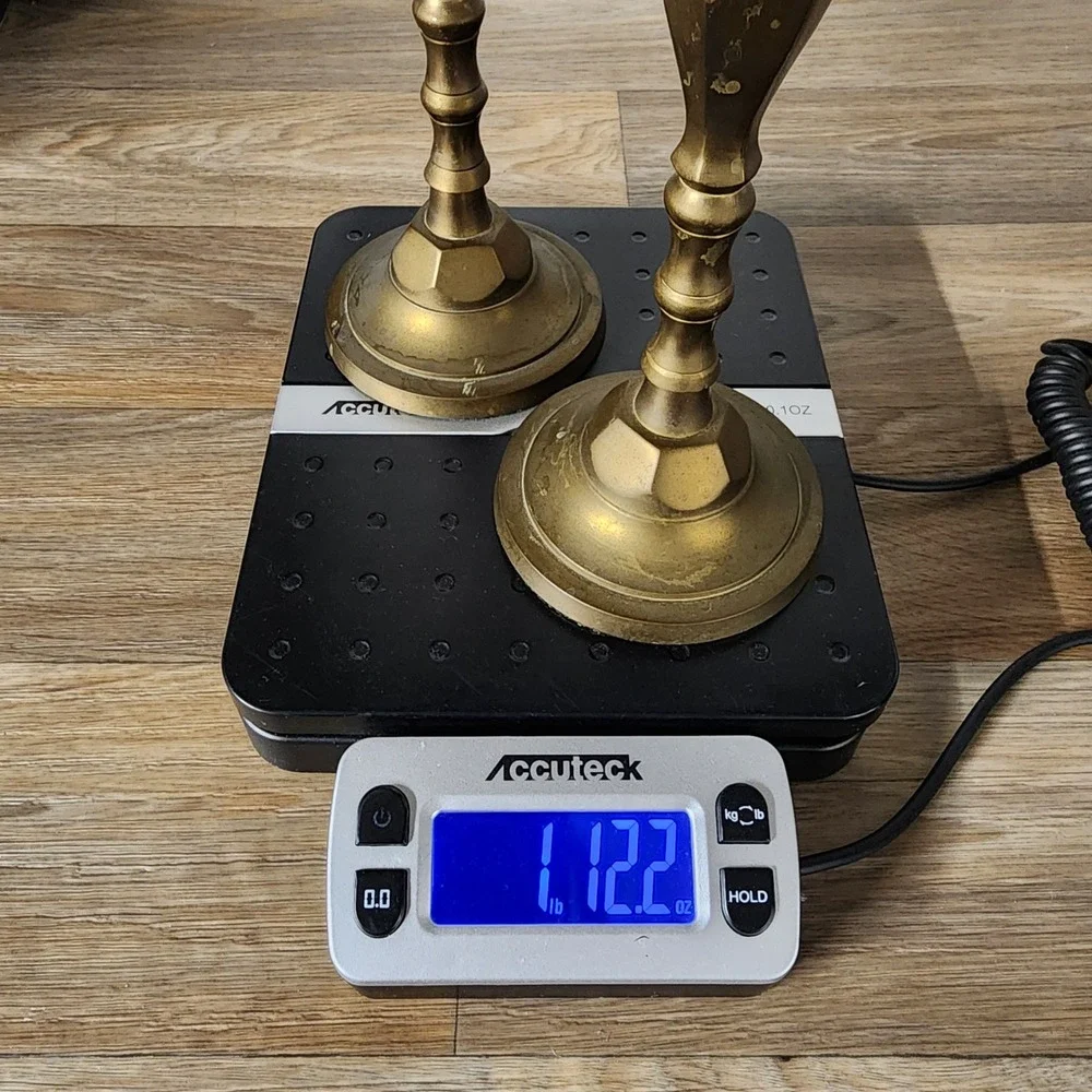 Vintage Brass Candlestick Holders Set of 2 Made in Japan Home Decor Table Mantle - Picture 7 of 7